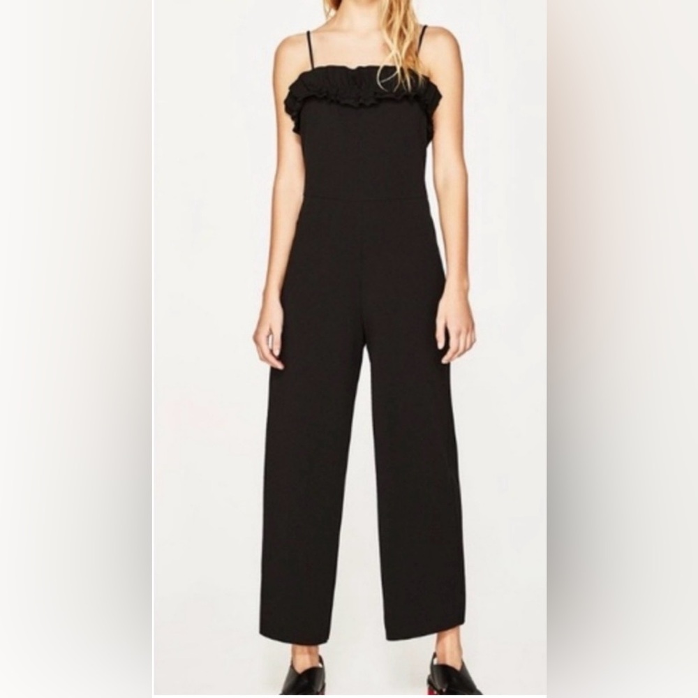 Zara Black Ruffled Jumpsuit
